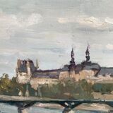 Russian painting signed Oil on canvas “Paris Louvre” size: 65x56.5cm-
