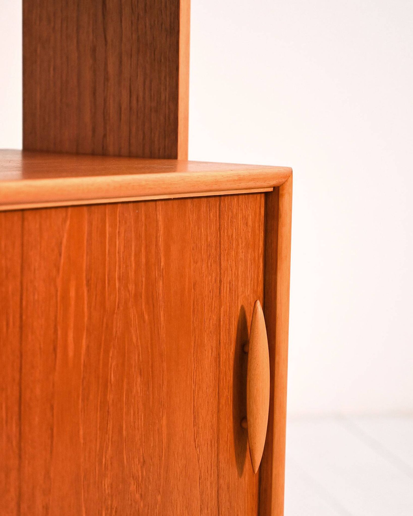 Scandinavian teak shelving unit with sliding doors, 1950s/60s