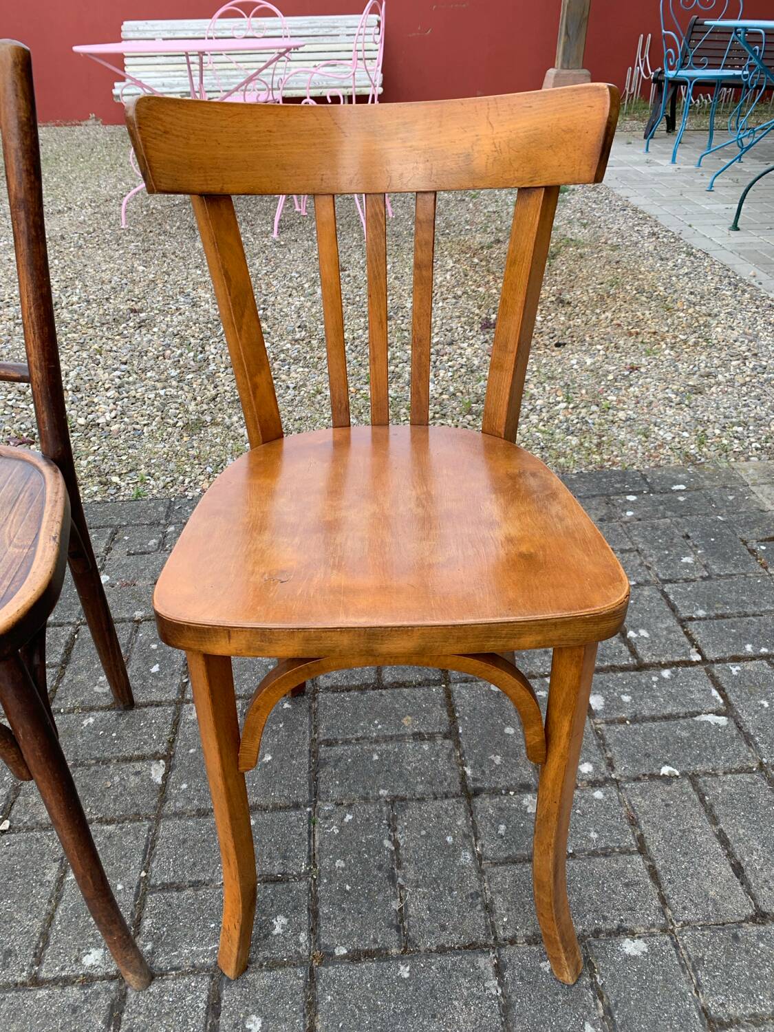 Set of 6 mismatched bistro chairs