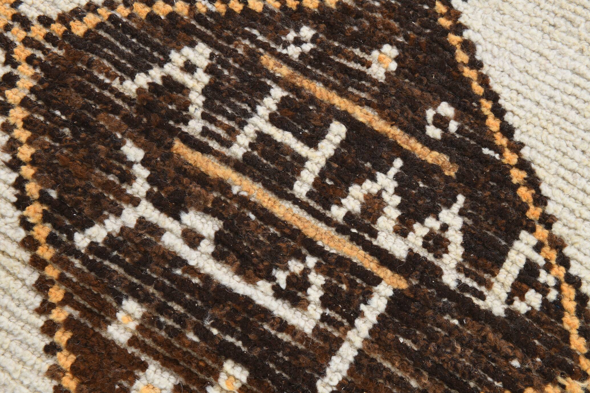 Beige & Brown Classic Turkish Runner Rug, 100x332Cm