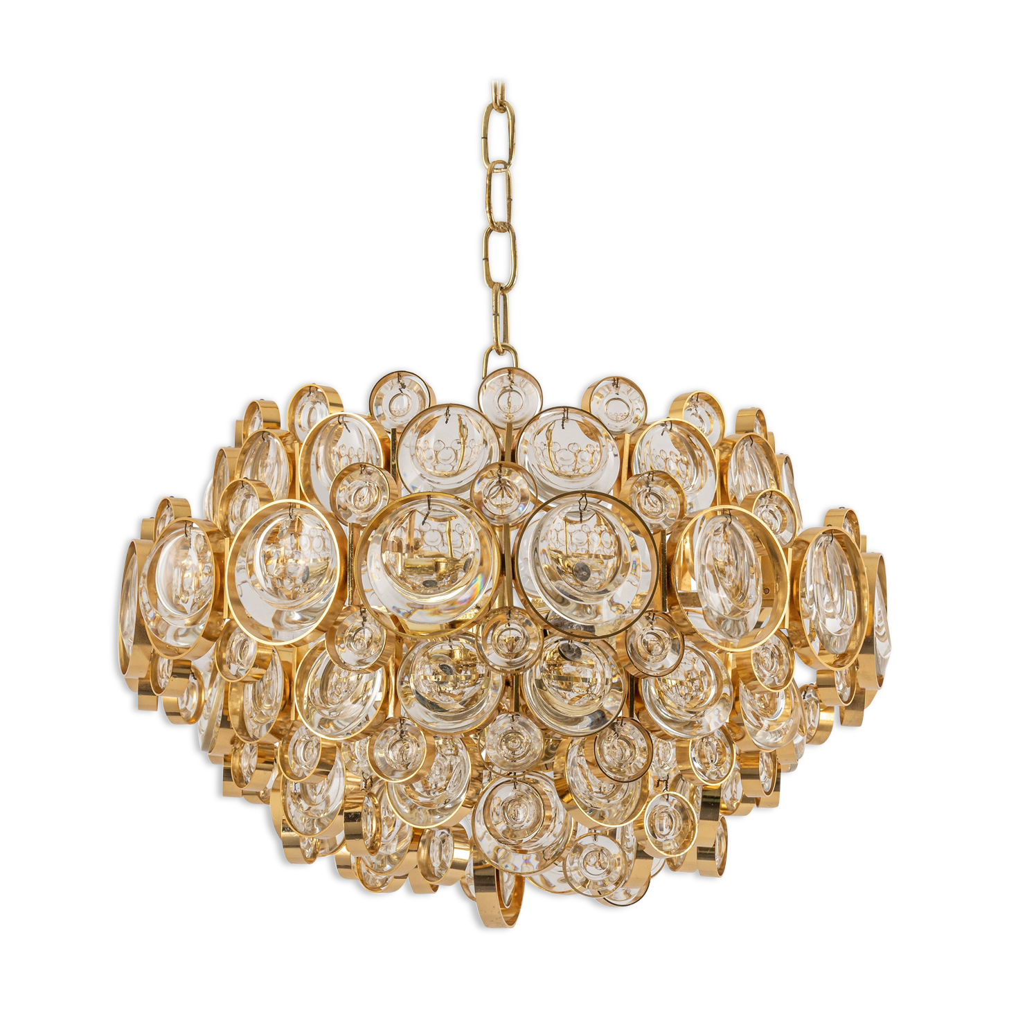 Gilt brass chandelier, design by Palwa, Germany, 1970s