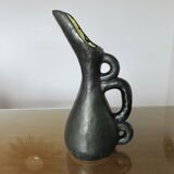 Large Ray Camart vase, Vallauris, free-form in matte black ceramic, 1950
