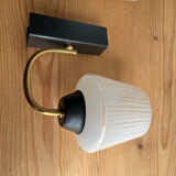 Pair of vintage glass/metal wall lights / circa 1950s 1960s