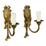 Pair of gilded bronze wall lamps Louis XVI style