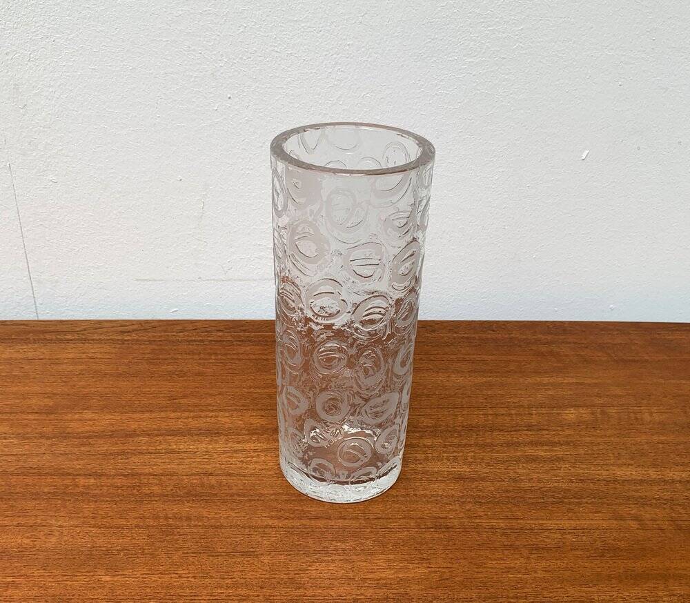 Large vase in raw glass, 1970s brutalism.