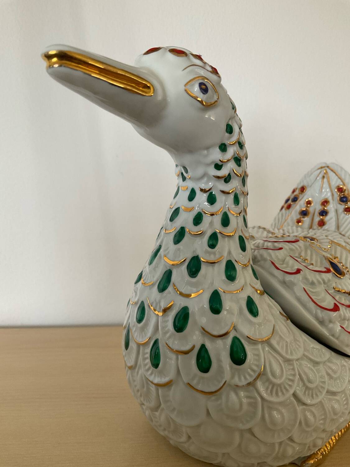Italian porcelain bird candy box from the 70s
