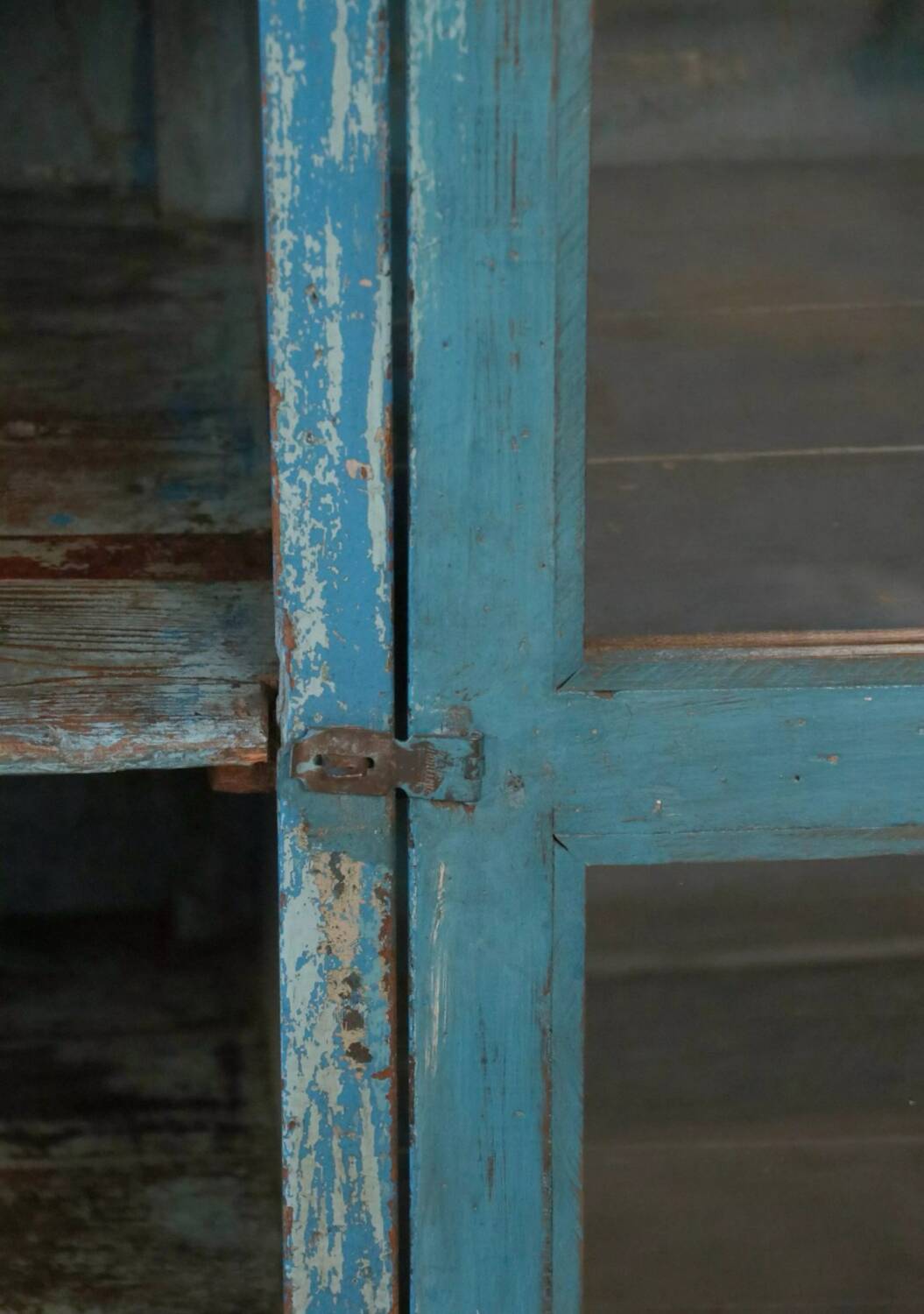Old Burmese teak sideboard with original blue patina