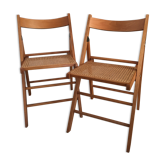 Chaises pliantes années 70 en cannage