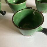 Set of 5 cups in green glazed clay Dieulefit 1960