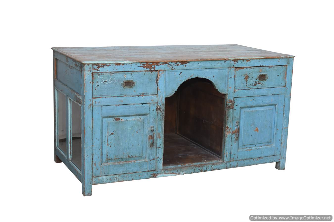 Colonial office in blue lacquered teak