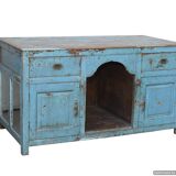 Bureau colonial en teck laqué bleu