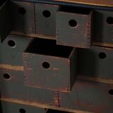 Vintage military-style trunk in leather and wood, late 20th century.