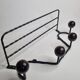 Vintage wrought iron wall coat rack with 4 hooks, 55 cm