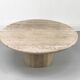 Table basse circulaire vintage en travertin, années 1970
