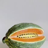 Grand trompe l'oeil melon/pastèque céramique ancien