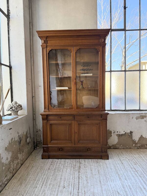 Ancienne bibliothèque vitrée XL chêne napoléon XIXème