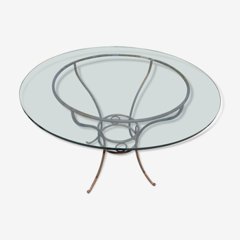 Arles table wrought iron base and bevelled glass top