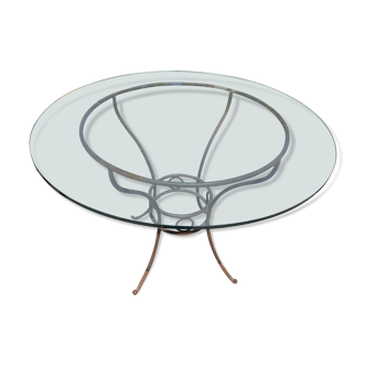 Arles table wrought iron base and bevelled glass top