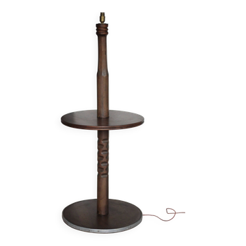 Lampadaire bois vintage, table de lecture, table bois sculptée, liseuse