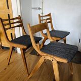 (Lot) 3 Compass Leg Chairs 1960s Scandinavian