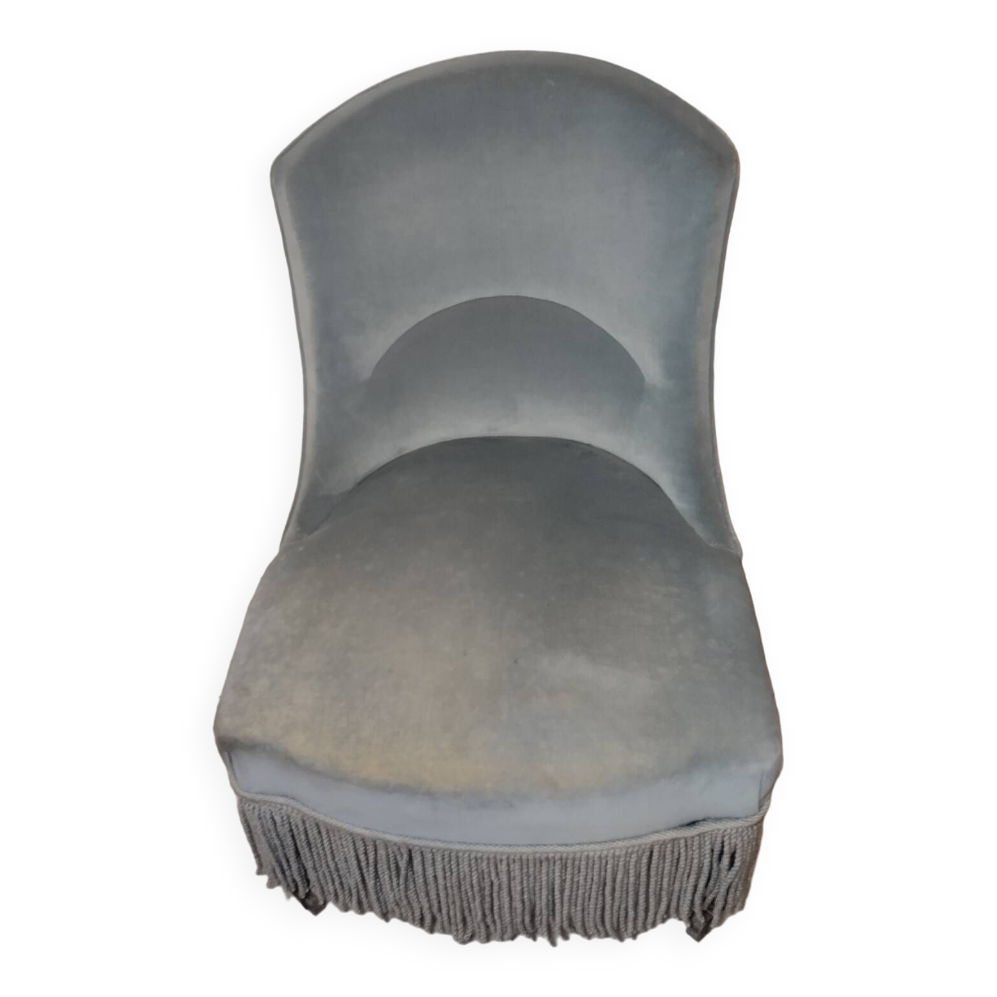 Napoleon III toad armchair. Pastel blue velvet