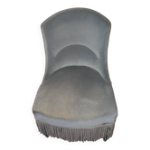 Fauteuil crapaud Napoléon III. Velours bleu pastel