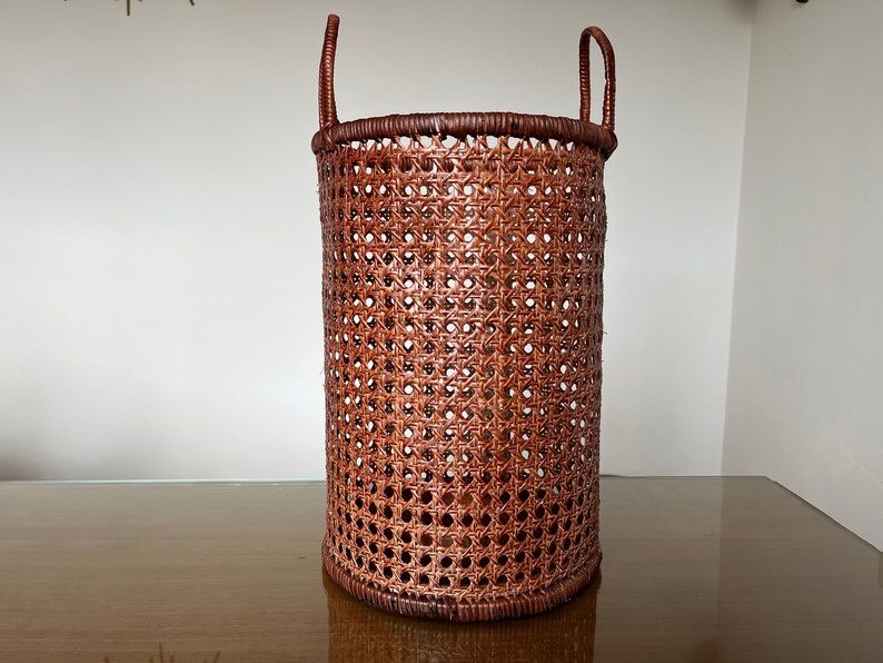 Canning rattan office paper basket 70s