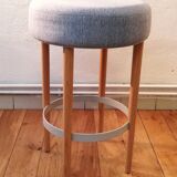 Vintage stool blue fabric