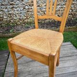 4 Chaises paillées anciennes en hêtre blond