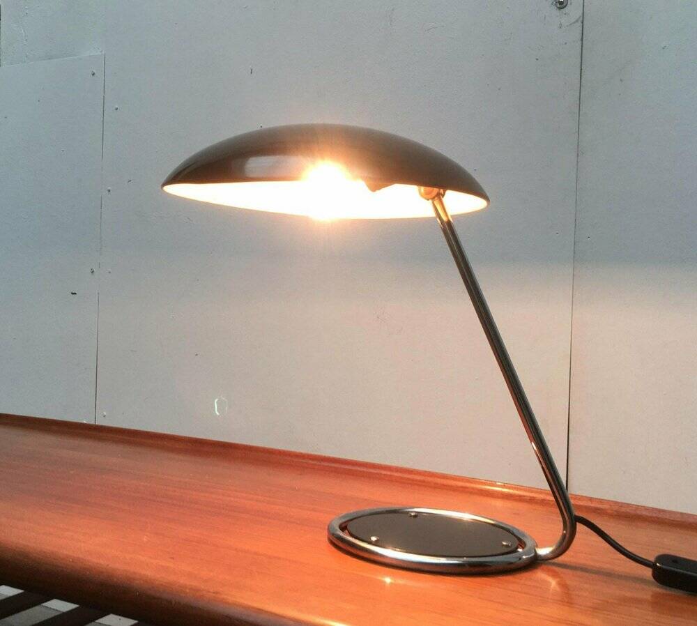 Metal table lamp model 6761 from the mid-century German period by Christian Dell for Kaiser Leuchten, 1960s.