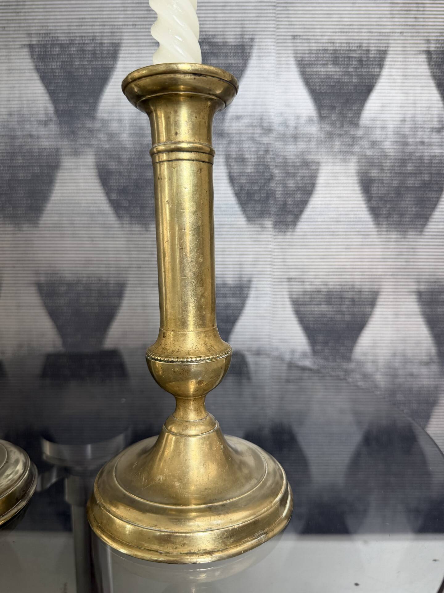 Pair of brass push candle holders – Late 19th century