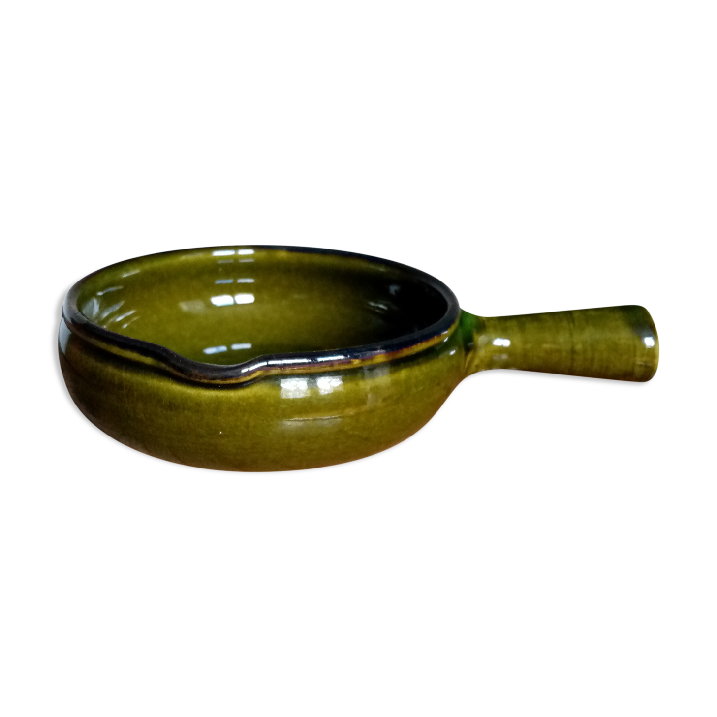 Saucière caquelon empty-pocket small enamelled ceramic model