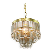 Mid-Century Teardrop 3-Tier Chandelier in Brass and Crystal, 19560s