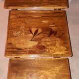 Set of 4 Gallé nesting tables with dragonfly decoration