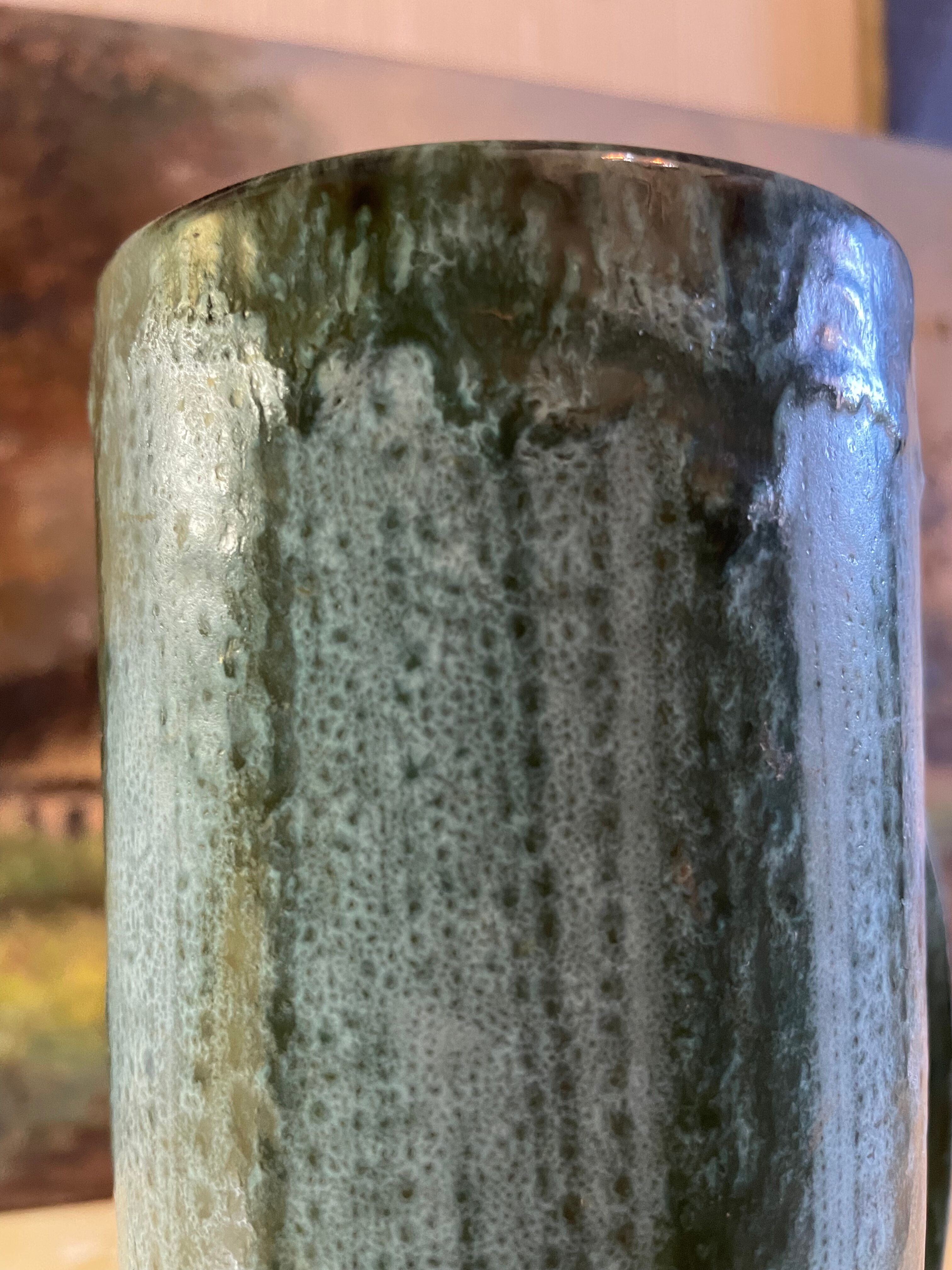 Blue ceramic pitcher