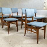Series of 6 oak chairs, 1950
