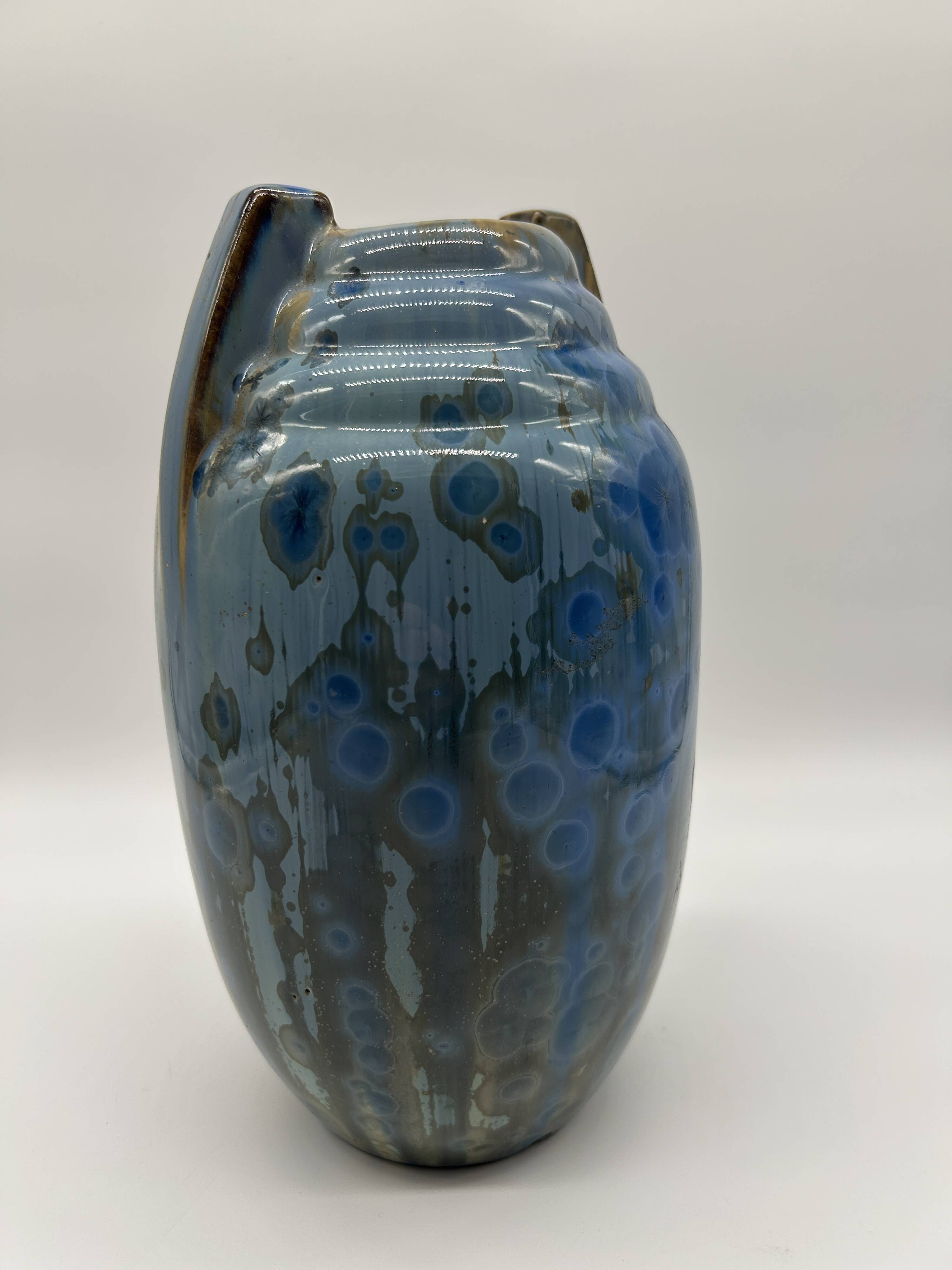 Vase art deco en grès émaillé de la manufacture pierrefonds