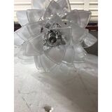 Italian White and Transparent Murano Glass Chrome Metal Frame Chandelier Sputnik