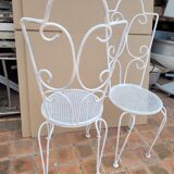 Paire de chaises de jardin ancienne en fer forgé