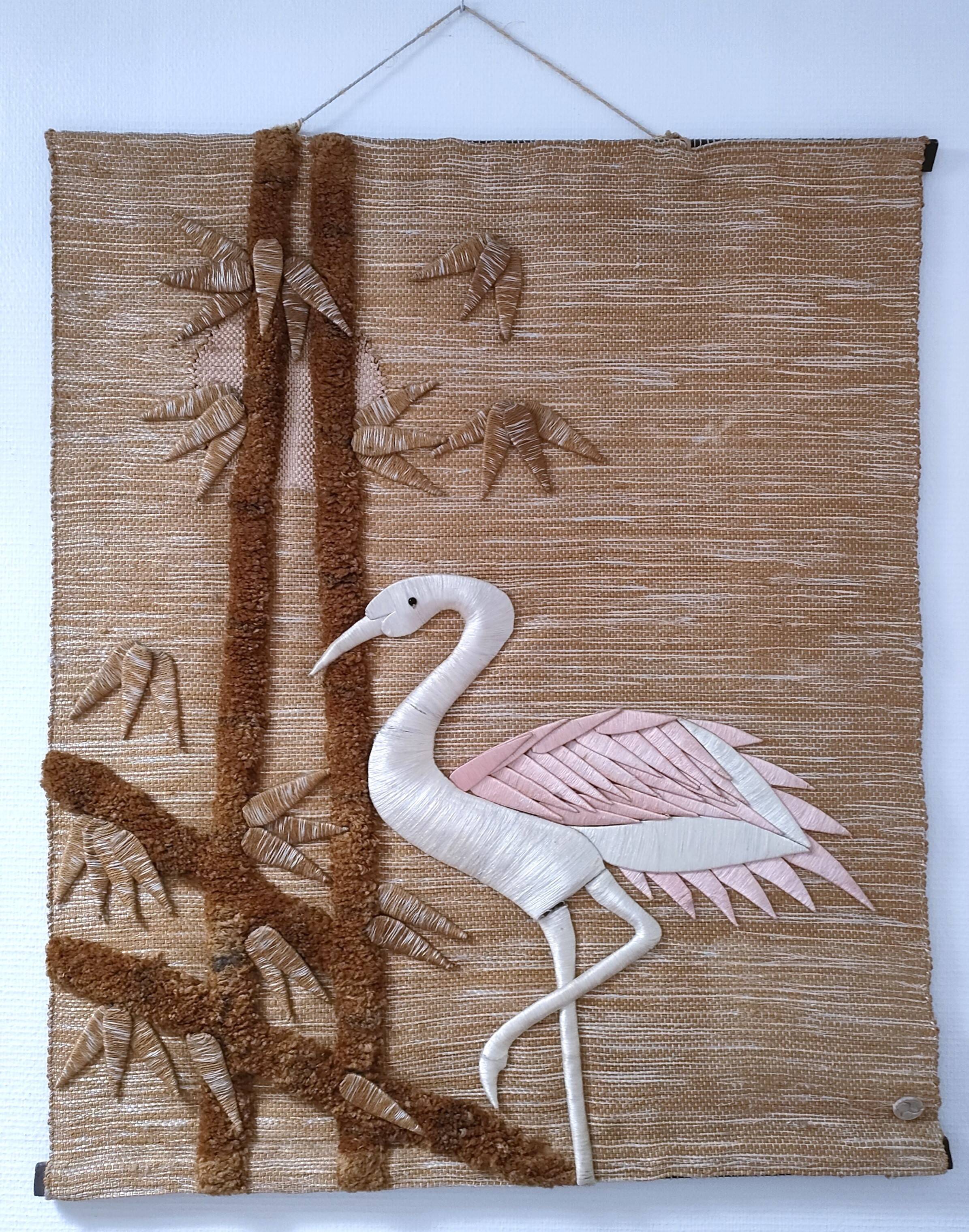 bird and foliage tapestry stamped from the 70s