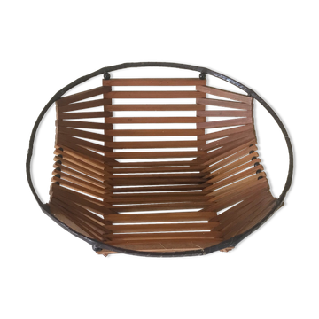 Corbeille vide poches bambou vintage annees 60