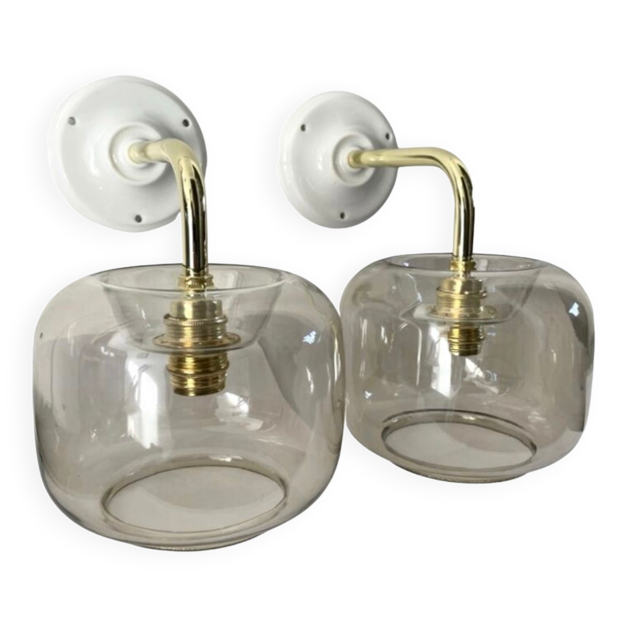 Pair of vintage smoked glass wall lights