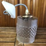 Old molded glass pendant lamp + vintage golden support