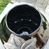 "Doyen" vase circa 1920-30 art deco in hyalite glass and tin in bunches of grapes