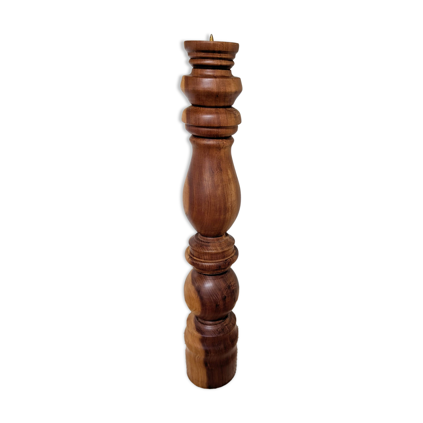 Turned solid wood candlestick