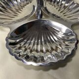 Stainless steel serving platter in the shape of seashells