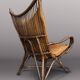Chaise longue vintage en bambou et rotin avec coussins en cuir, années 1960