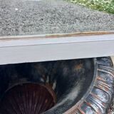 Antique Louis XV style mirror in solid oak with grey patina, 131cm.