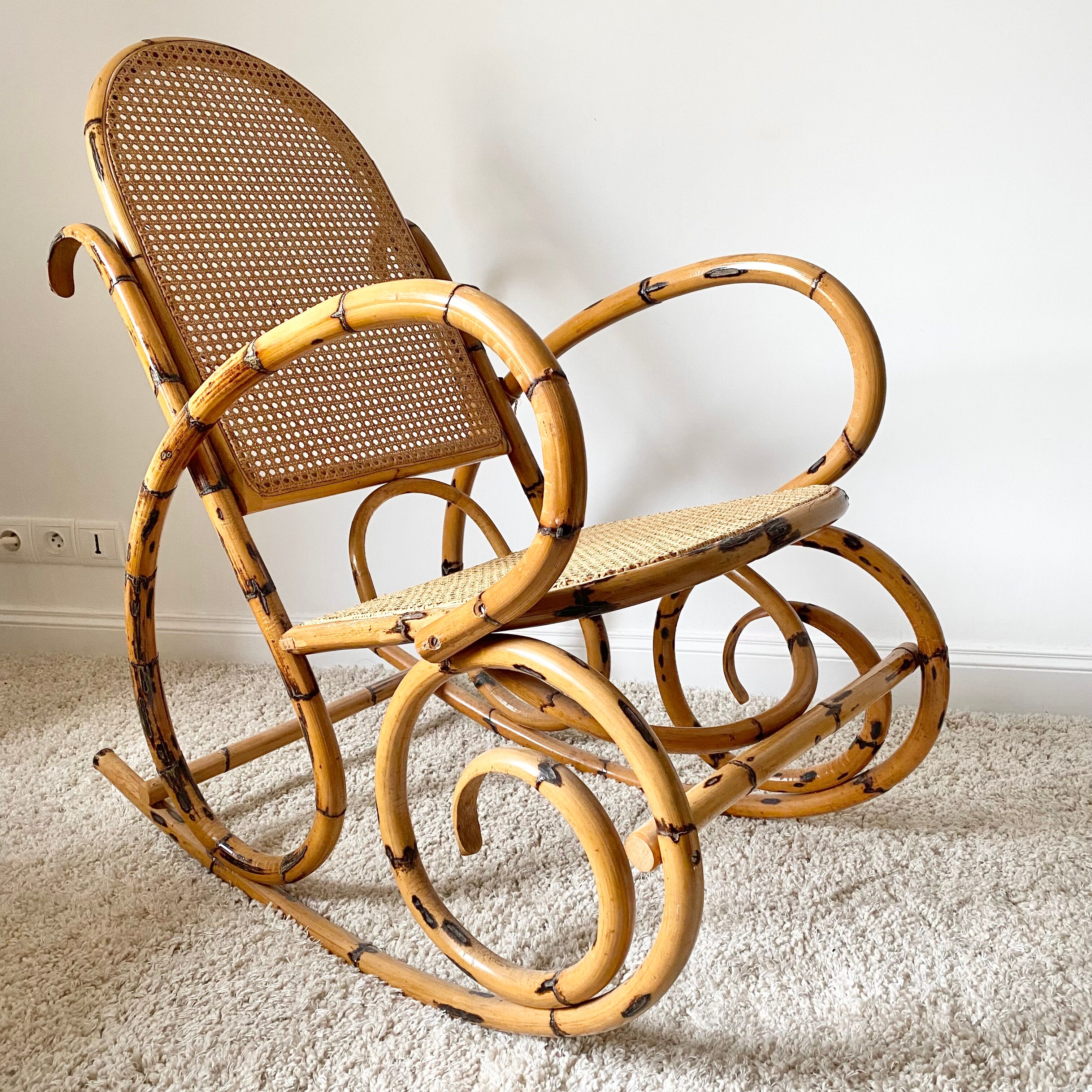 Vintage rattan rocking chair