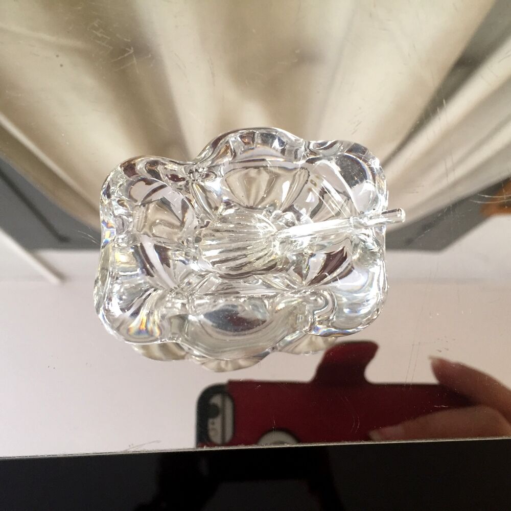 Duo of daum crystal salters in their original box